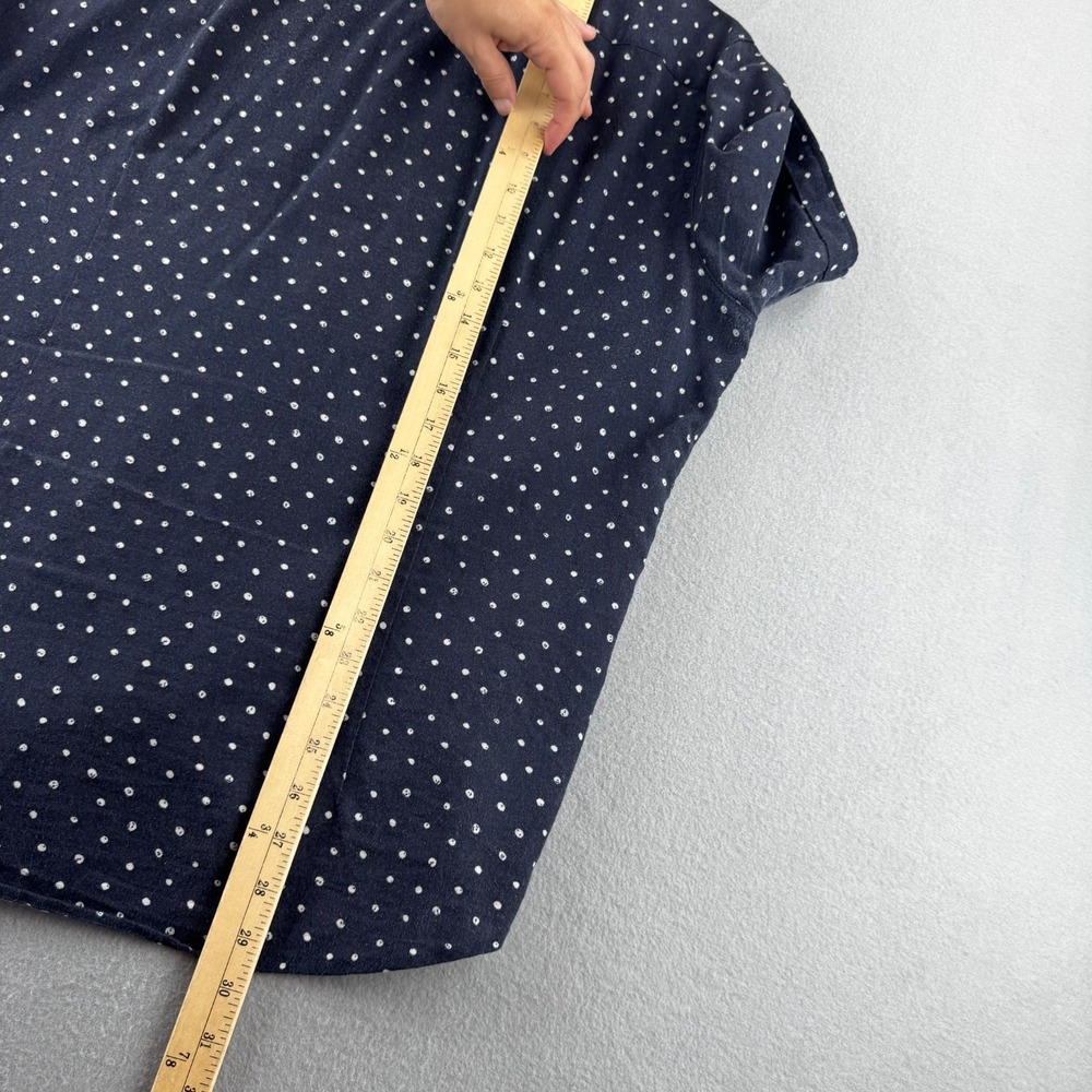 John Varvatos Shirt Mens Large Blue Polka Dot Linen Ramie Blend Short Sleeve - Picture 10 of 12